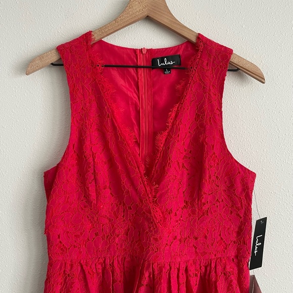 NWT Lulu’s In This Moment Red Lace Dress Size Large - Picture 6 of 12
